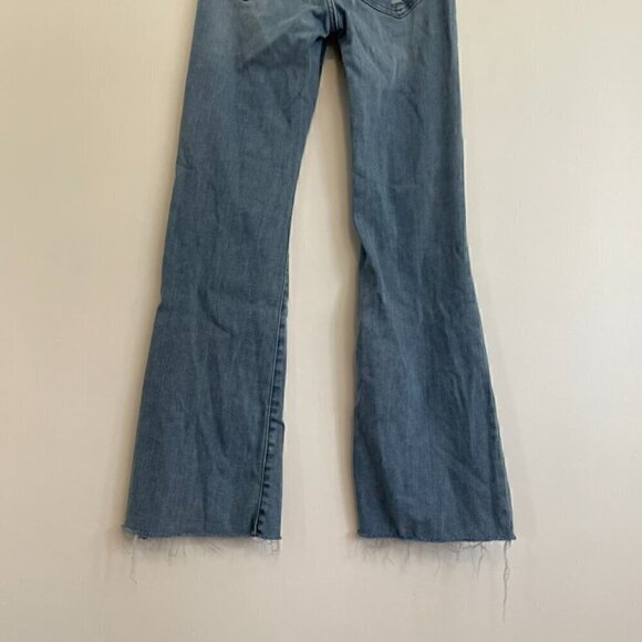 EXPRESS Flare High Rise Jeans Light Wash Ripped Fraying Raw Hem High Waisted Y2K - Picture 12 of 12